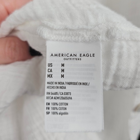 American Eagle Outfitters White Gauze Long Sleeve Button Up Shirt Top M - Picture 8 of 8